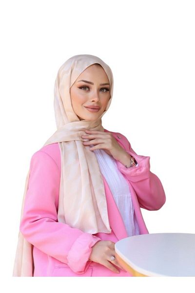 ŞahTan Cotton Jacquard Patterned Waterway Shawl - Stone (STONE)