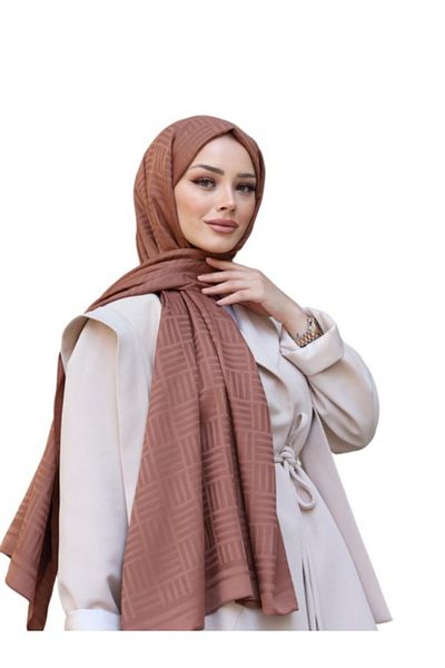 ŞahTan Cotton Jacquard Match Patterned Shawl - Chocolate