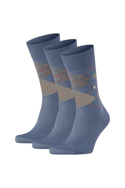 Burlington Manchester Rautenmuster Bio-Baumwolle Herrensocken - 3er Pack