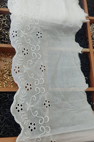 DUAYEN Fisto vintage beyaz dantel bahçe kenar desen 1 metre