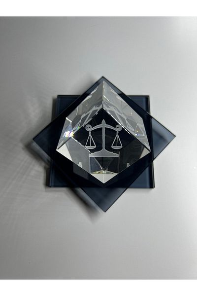 Gündoğan Kristal Special In-Glass Logo Cube Blasting for Lawyer Judge Prosecutors