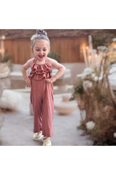 BEBEĞİME ÇORAP Children's Jumpsuit - Frilly and Halter Neck Salopette