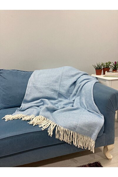 Buca Yün 150 X 200 Cm Double Blue Herringbone Blanket