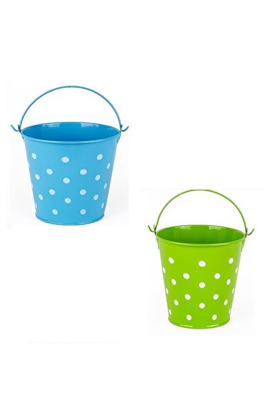 Kuzey 2 шт. VIP декоративні металеві відра з ручкою - зелені та сині