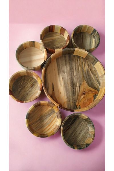 oliwashop 7 Piece Wooden Snack Bowl - Naturist Bambucum