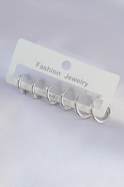 Nextpage Brass Silver Color Oval Earring Set