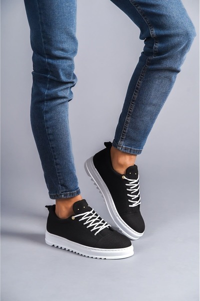 Paolo Zaccardi P152 Pantofi sport pentru bărbați Cool Linen - cu șireturi, negru BT