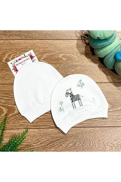Renkli Puset 2-Piece Organic Cotton Baby Hat Beanie Set Zebra