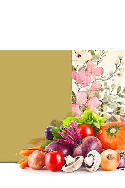 Decovetro لوح تقطيع زجاجي بنمط زهرة الخردل الوردي العتيق - طبق تقديم وعرض 30x40 سم