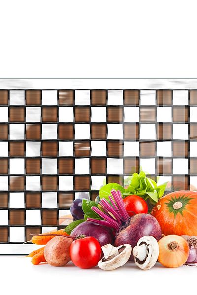 Decovetro Mackenzie Coffee White 30x40 سم - لوح تقطيع زجاجي وحامل عرض وطبق عرض