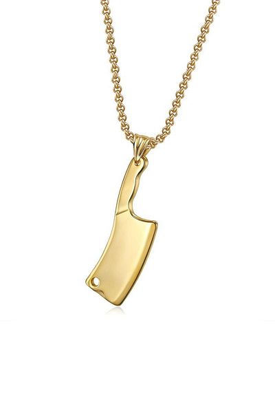 Chavin Men's Steel Necklace - Gold Line Figure, Dp51sr