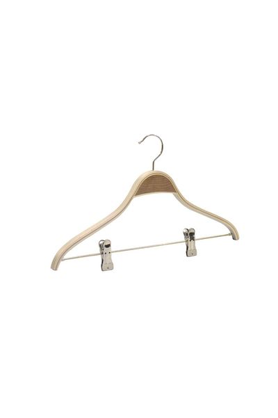 NYN Wooden Hanger Latched Trouser Skirt Hanger Natural Color 6 Pieces