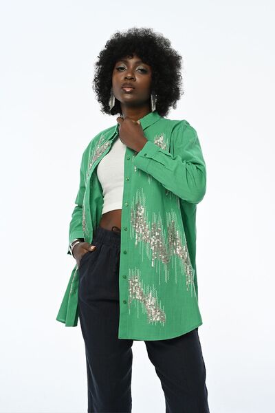 Orfeo Negro KADIN PAYETLİ OVERSIZE KESİM GÖMLEK