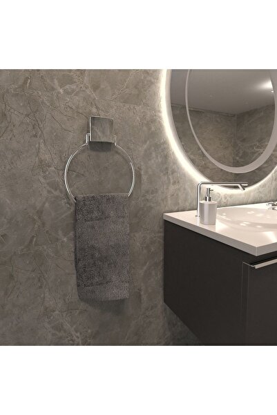 Ne Dilersen Dekoratif Yapıştırmalı Banyo Mutfak Metal Yuvarlak Havluluk Askı ...