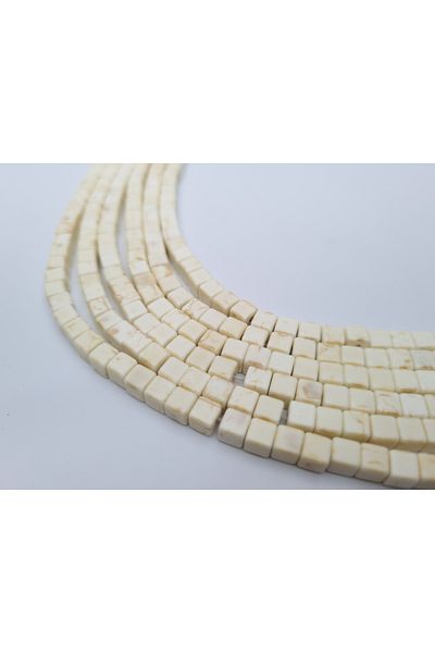 Yüksel Boncuk 5 mm White and Turquoise Stone Detailed Natural Stone String