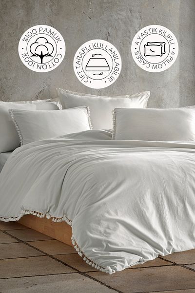 Novella Home Nil Double - Set cuvertură de pilota spălată 100% bumbac