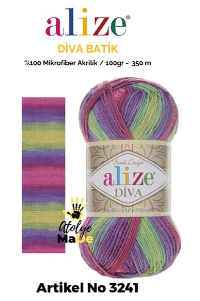 Alize Diva Batik 3241 100% Microfiber Acrylic (100gr 350m) Μονό Μασίφ 17 διαφορετικές επιλογές χρώματος Batik
