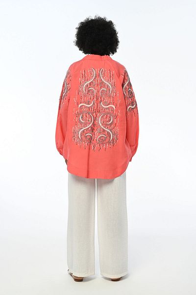 Orfeo Negro Serti and Sleeve Sequined Oversize Women's Kimono