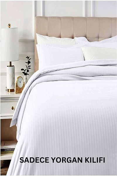 HOMENUP Husă de pilota albă unică - 100% bumbac satin, 83 fire (160x220)