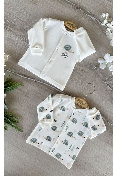 PATSAN 2-Piece Organic Cotton Baby Top Cardigan Set Kirpi