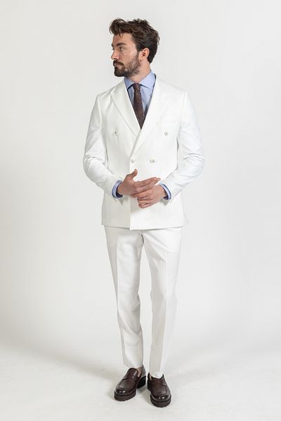 AEK FIORE White Men's Double Breasted Straight Suit