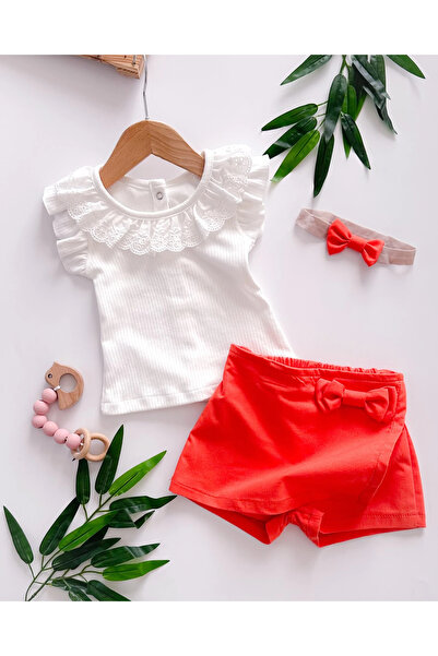 hümabebe Summer Bandana 3-Piece Set with Bow Shorts and Blouse