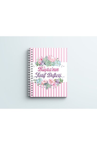 Hayal Evi Kişiye Özel Tarif Defteri Sukulent Desenli Pvc Kapak Spiralli 15x20 Cm