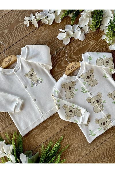 PATSAN 2-Piece Cotton Baby Top Cardigan Set Koala