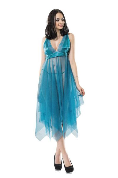 Sistina Νυχτικό από τούλι μοντέλο Turquoise 637B