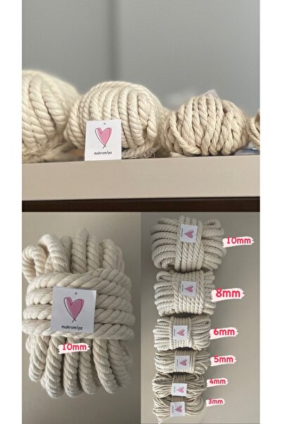 Makromİps Σχοινί Μακραμέ 10mm-10 μέτρα Βαμβακερό σχοινί Στριφτό Πλεκτό Σχοινί Χόμπι
