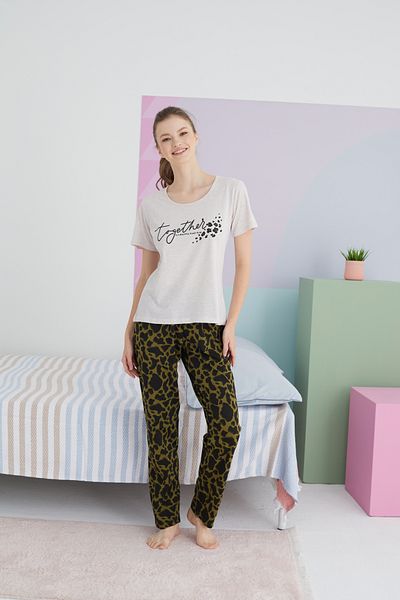 Siyah İnci Colorful Cotton Knitted Pajama Set