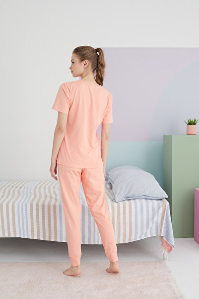 Siyah İnci Σετ πιτζάμες βαμβακερή πλεκτή σομόν