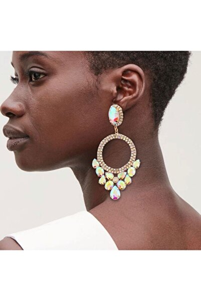 VS ACCESSORY أقراط هوب الحجر البيضاوي