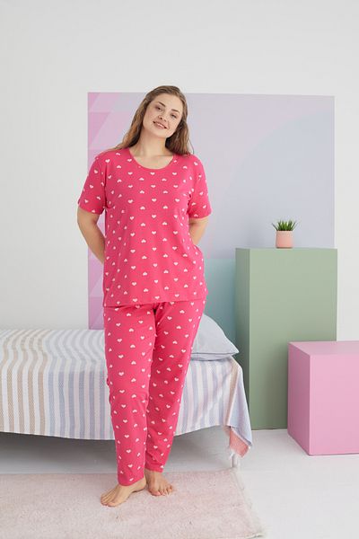 Siyah İnci Set de pijamale tricotate din bumbac de marime mari - curba multicolora
