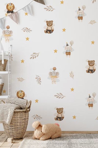 Sim Tasarım Fun Animals Kids Room Wall Sticker Set
