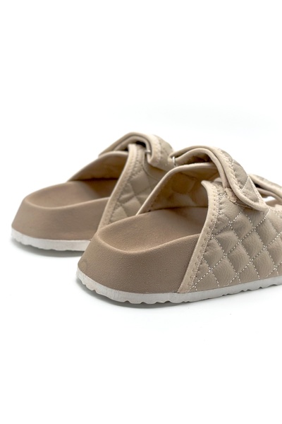 Shoebutik Beige Quilted Cork Sole Women's Slippers - Bahama