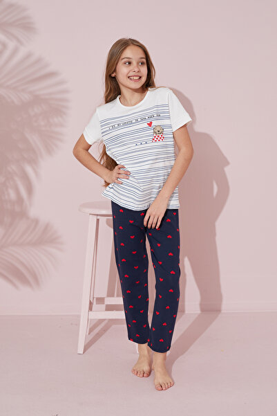 Siyah İnci Colorful Cotton Knitted Pajama Set