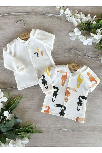 PATSAN 2-Piece Organic Cotton Combed Baby Top Cardigan Set Parrot