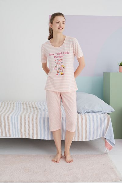 Siyah İnci Cotton Knitted Capri - Multicolored Set