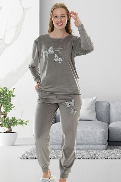 Bella Linda Embroidered Soft Velvet Women's Pajama Set