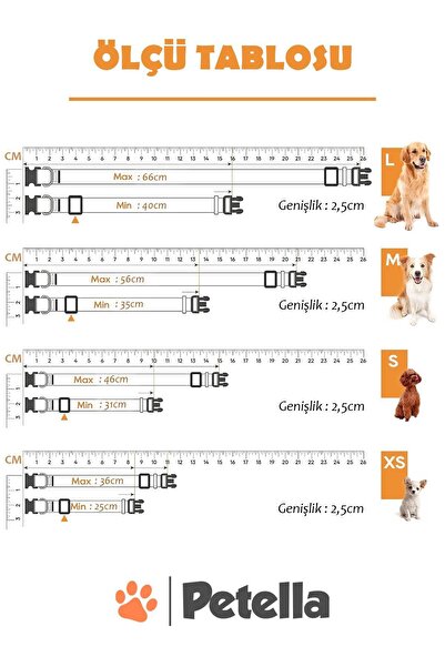 Petella Köpek Tasması Köpek Boyun Tasması Küçük Orta Büyük Irk Köpek Boyun Tasması