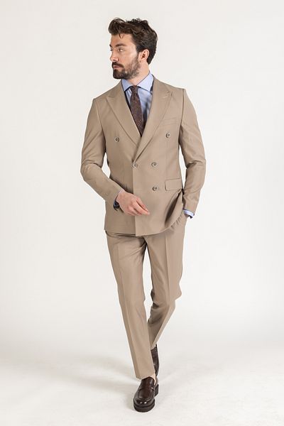 AEK FIORE Cream Men's Suit - Plain Cut