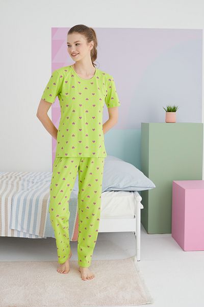 Siyah İnci Colorful Cotton Knitted Pajama Set