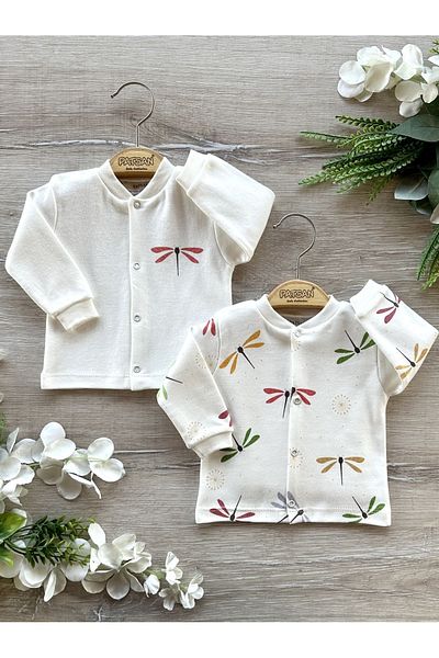 PATSAN 2-Piece Organic Cotton Baby Cardigan Set Dragonfly