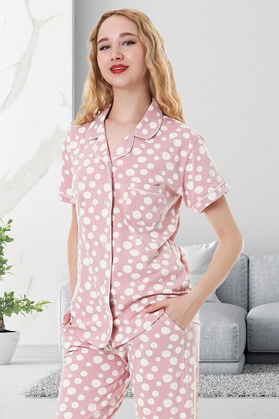 Bella Linda Set de pijamale pentru femei din bumbac - cu nasturi