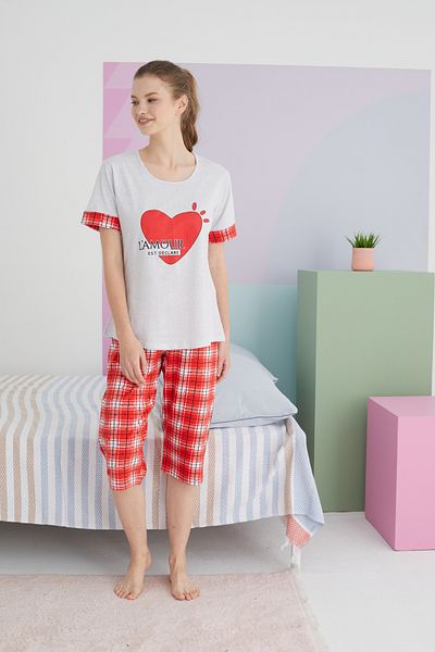 Siyah İnci Cotton Knitted Capri - Multicolored Set