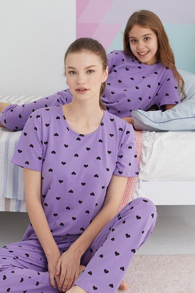 Siyah İnci Colorful Cotton Knitted Pajama Set