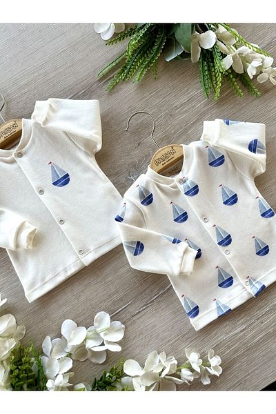 PATSAN 2-Piece Organic Cotton Baby Cardigan Set Sailing