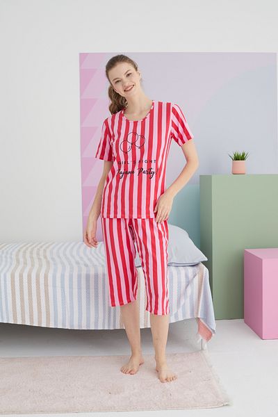 Siyah İnci Cotton Knitted Capri - Multicolored Set