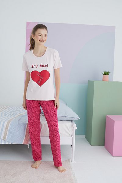 Siyah İnci Colorful Cotton Knitted Pajama Set